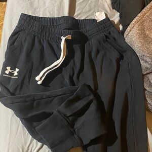Under Armour Black Sweatpants with White Drawstring